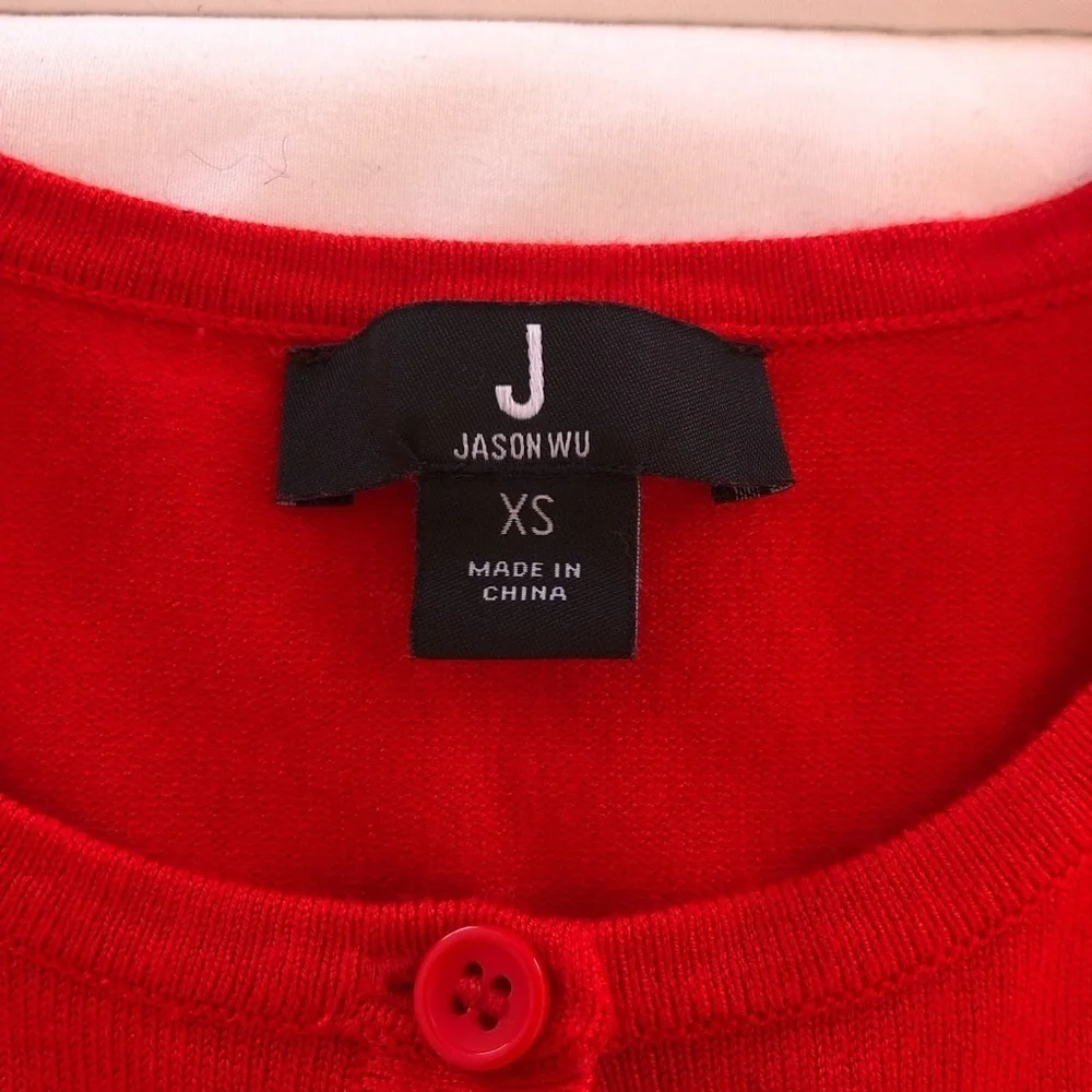 Jason Wu vintage Red knit cardigan peplum Sweater XS - Picture 9 of 11